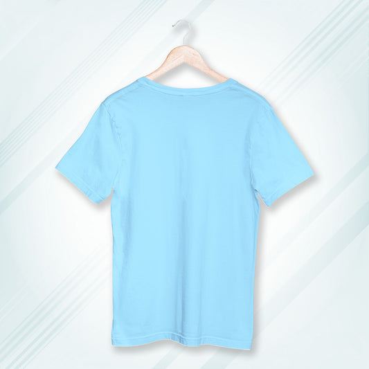 Baby Blue Round Neck Oversized Cotton Solid T-shirt