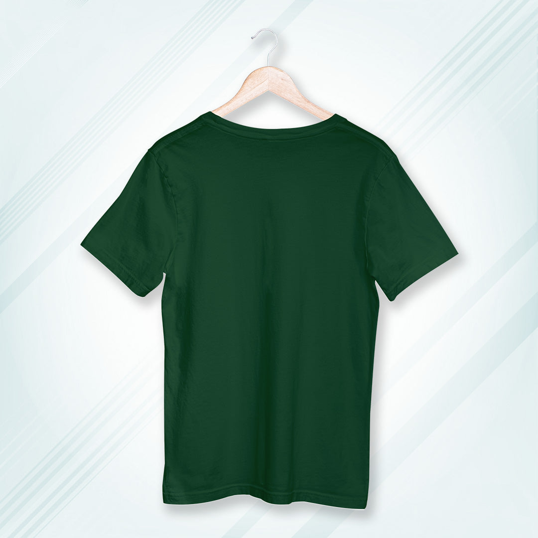 Bottle Green Round Neck Oversized Cotton Solid T-Shirt