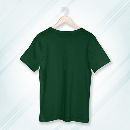 Bottle Green Round Neck Oversized Cotton Solid T-Shirt