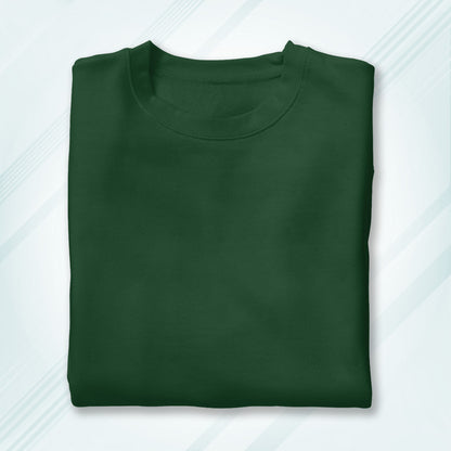 Bottle Green Round Neck Oversized Cotton Solid T-Shirt