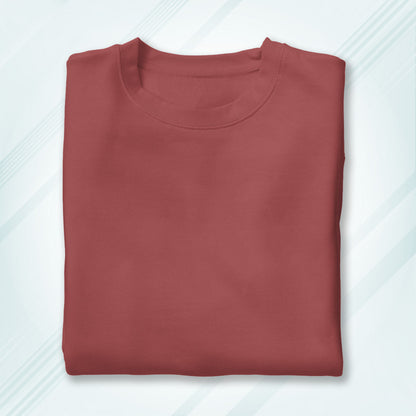Coral Round Neck Oversized Cotton Solid T-shirt