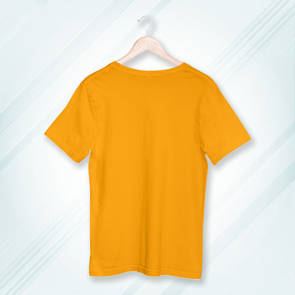 Golden Yellow Round Neck Oversized Cotton Solid T-shirt
