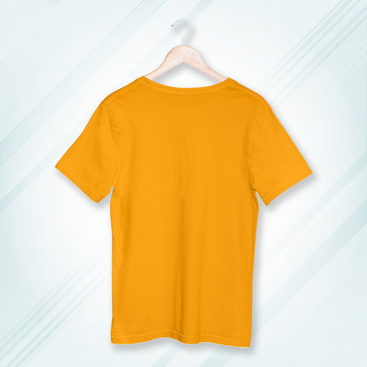 Golden Yellow Round Neck Oversized Cotton Solid T-shirt