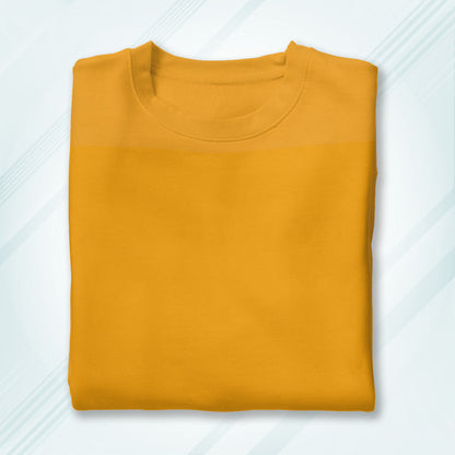 Golden Yellow Round Neck Oversized Cotton Solid T-shirt