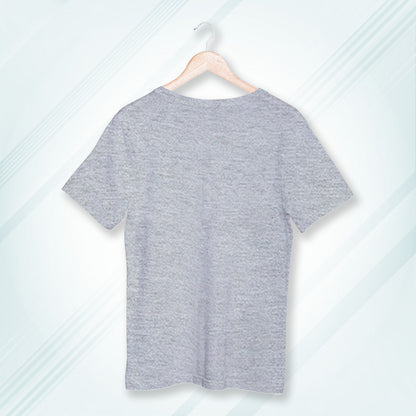 Grey Melange Round Neck Oversized Cotton Solid T-shirt