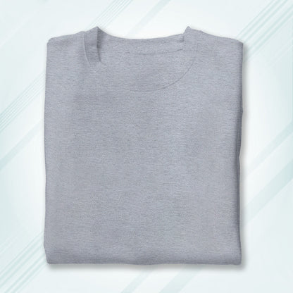Grey Melange Round Neck Oversized Cotton Solid T-shirt
