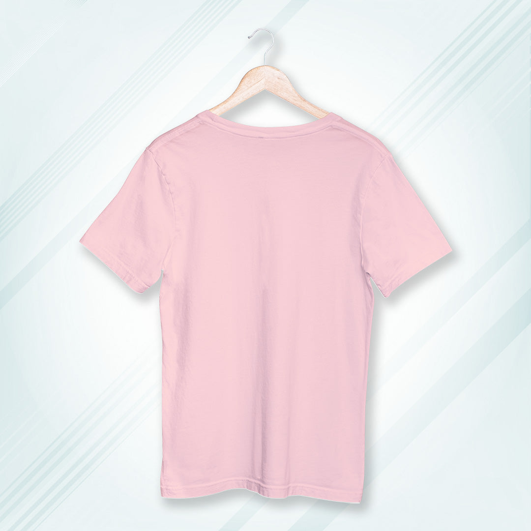 Light Pink Round Neck Oversized Cotton Solid T-shirt