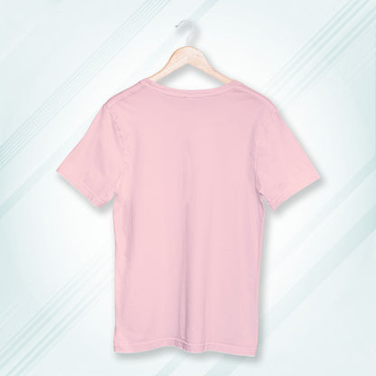 Light Pink Round Neck Oversized Cotton Solid T-shirt