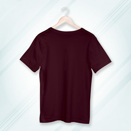 Maroon Round Neck Oversized Cotton Solid T-shirt