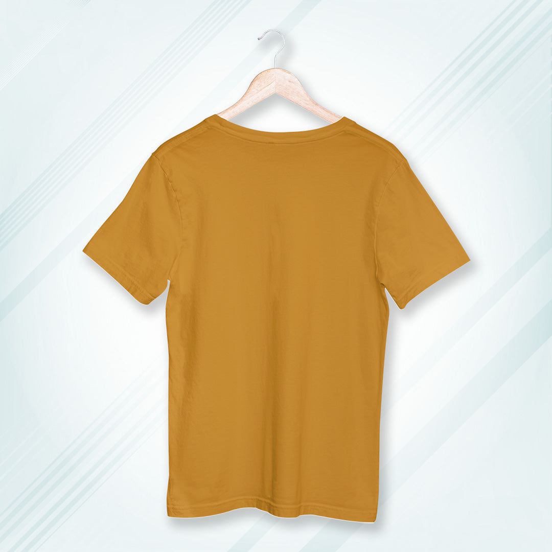 Mustard Yellow Round Neck Oversized Cotton Solid T-shirt