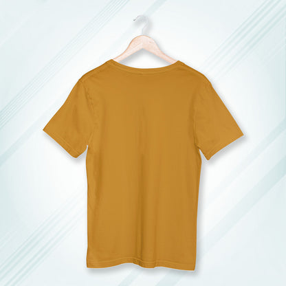 Mustard Yellow Round Neck Oversized Cotton Solid T-shirt