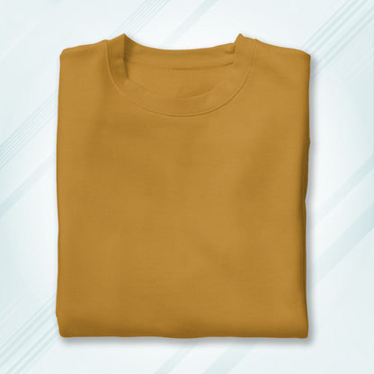 Mustard Yellow Round Neck Oversized Cotton Solid T-shirt