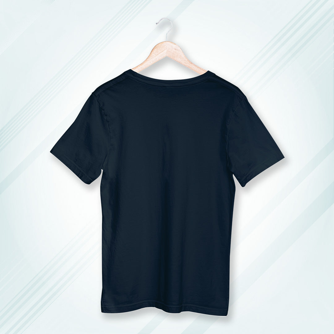 Navy Round Neck Oversized Cotton Solid T-shirt