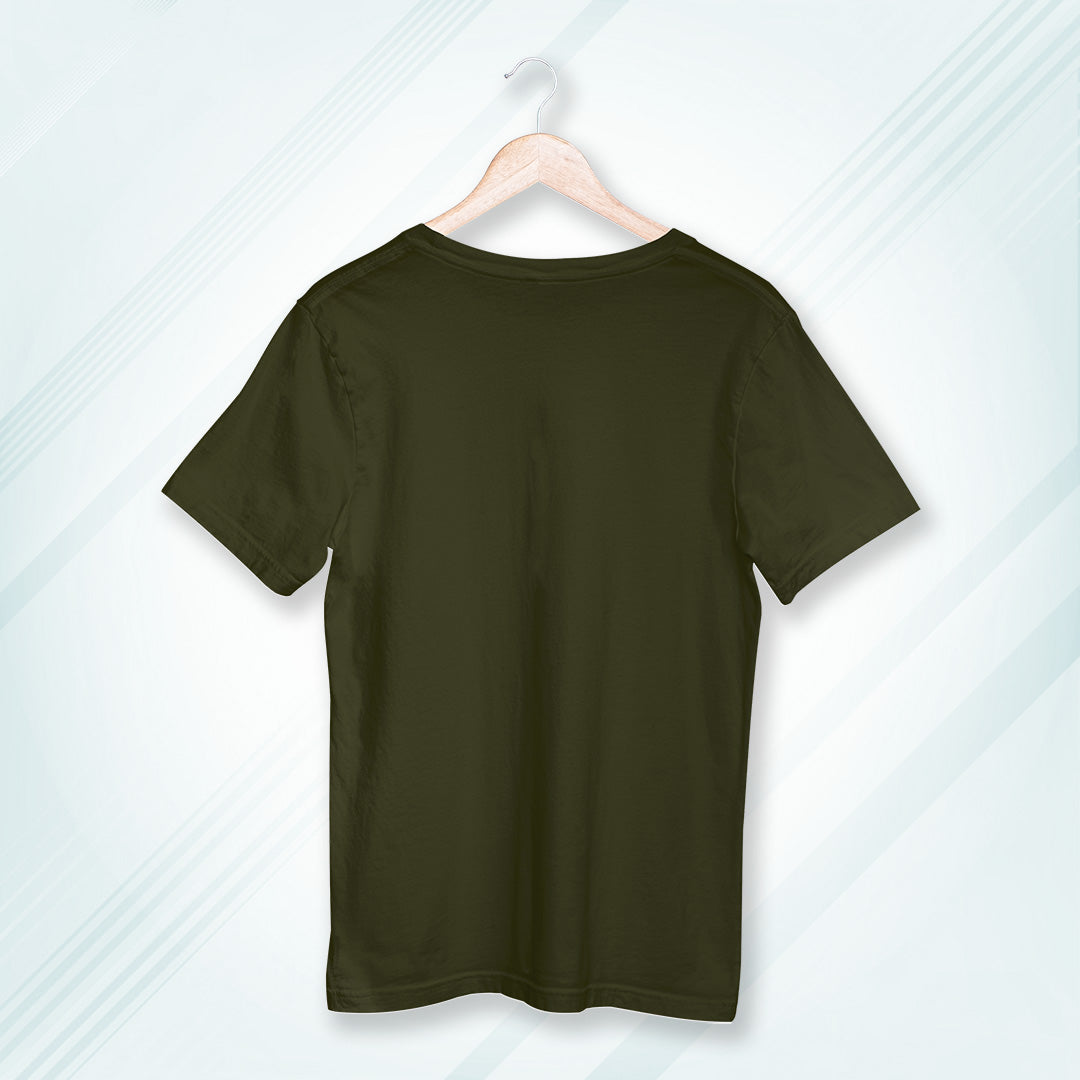 Olive Green Round Neck Oversized Cotton Solid T-shirt