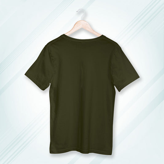Olive Green Round Neck Oversized Cotton Solid T-shirt