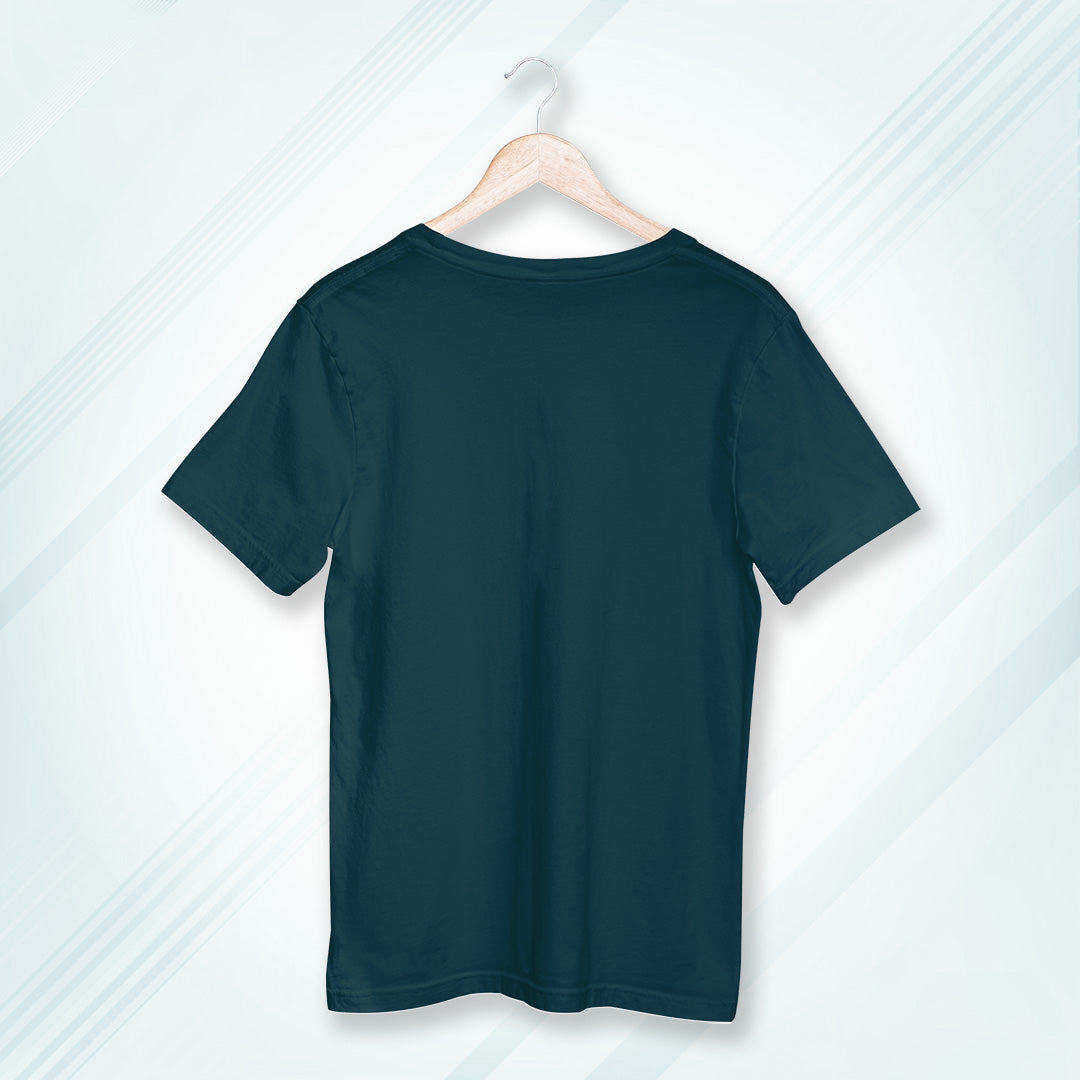 Petrol Blue Round Neck Oversized Cotton Solid T-shirt