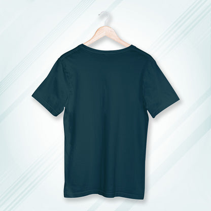 Petrol Blue Round Neck Oversized Cotton Solid T-shirt