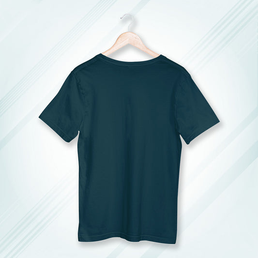 Petrol Blue Round Neck Oversized Cotton Solid T-shirt