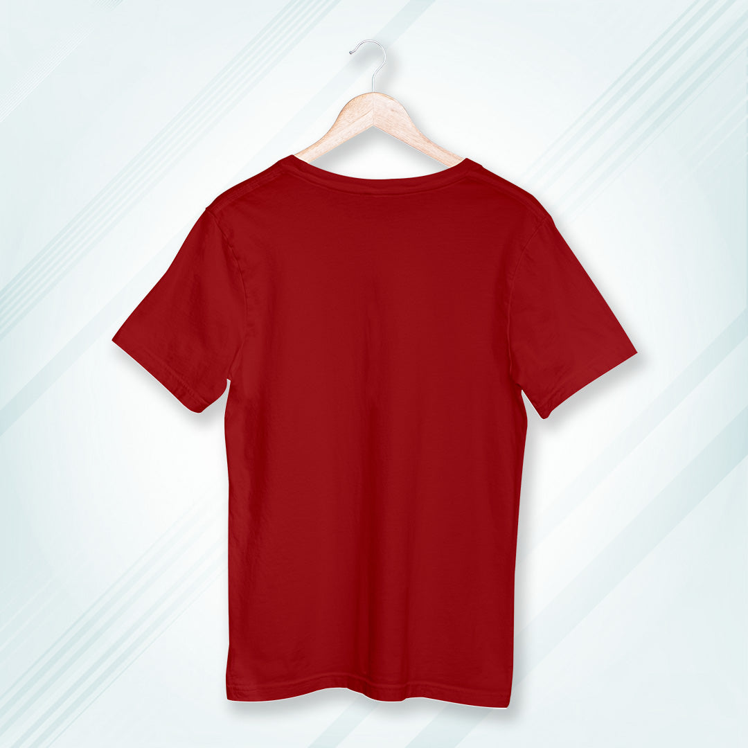 Red Round Neck Oversized Cotton Solid T-shirt
