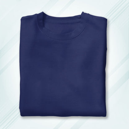 Royal Blue Round Neck Oversized Cotton Solid T-shirt