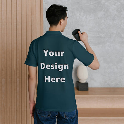 Petrol Blue Customized Polo T-Shirt Back Design Regular Fit | Men