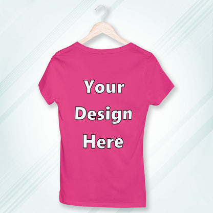 Pink Round Neck Classic Customized T-Shirt Front Design | Women