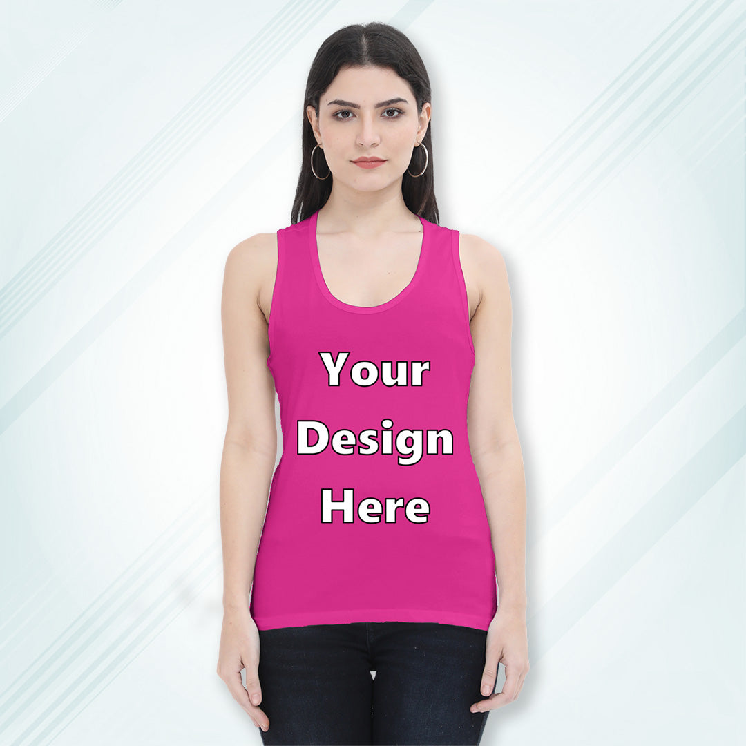 Pink Customized Regular Fit Tank Top Front Design | Women