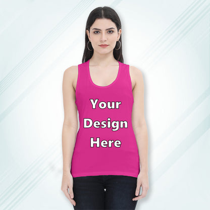 Pink Customized Regular Fit Tank Top Front Design | Women