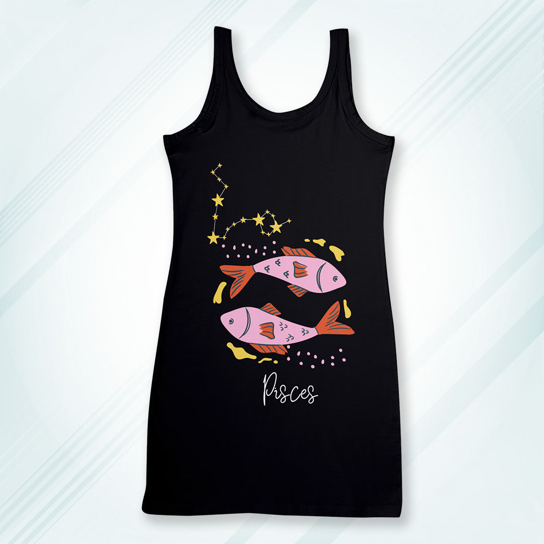 Black Regular Fit Tank Top Pisces Horoscope | Women