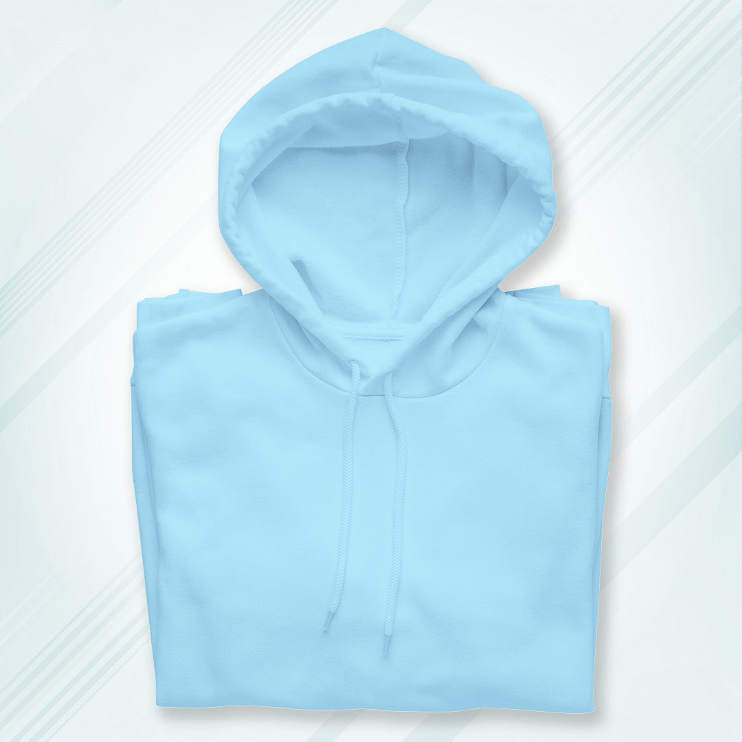 Baby Blue Solid Hooded Sweatshirt | Hoodies