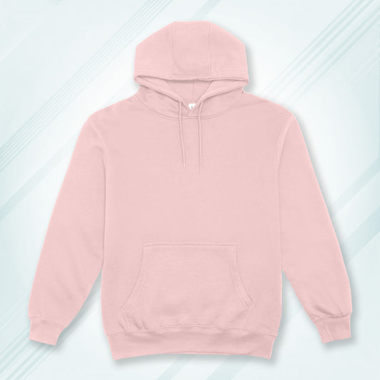 Light Pink Solid Hooded Sweatshirt | Hoodies