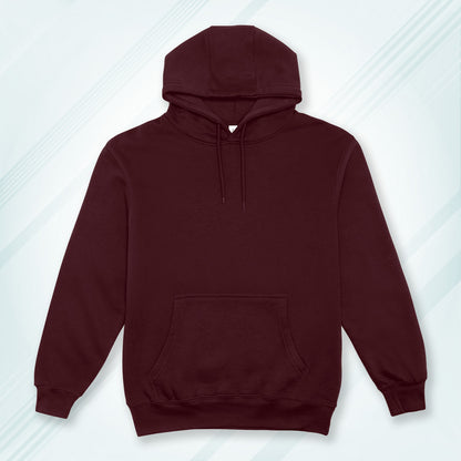 Maroon Blue Solid Hooded Sweatshirt | Hoodies