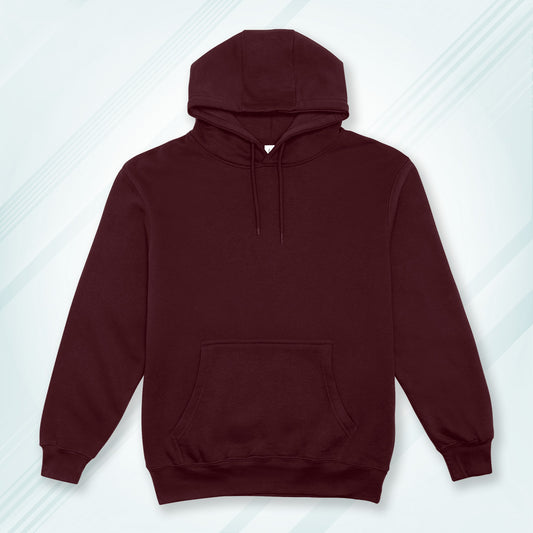 Maroon Blue Solid Hooded Sweatshirt | Hoodies