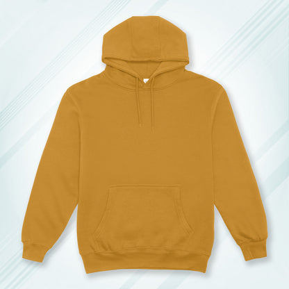 Mustard Yellow Solid Hooded Sweatshirt | Hoodies