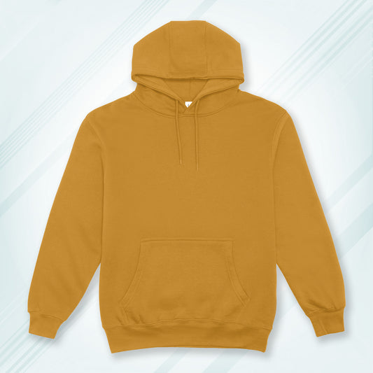 Mustard Yellow Solid Hooded Sweatshirt | Hoodies