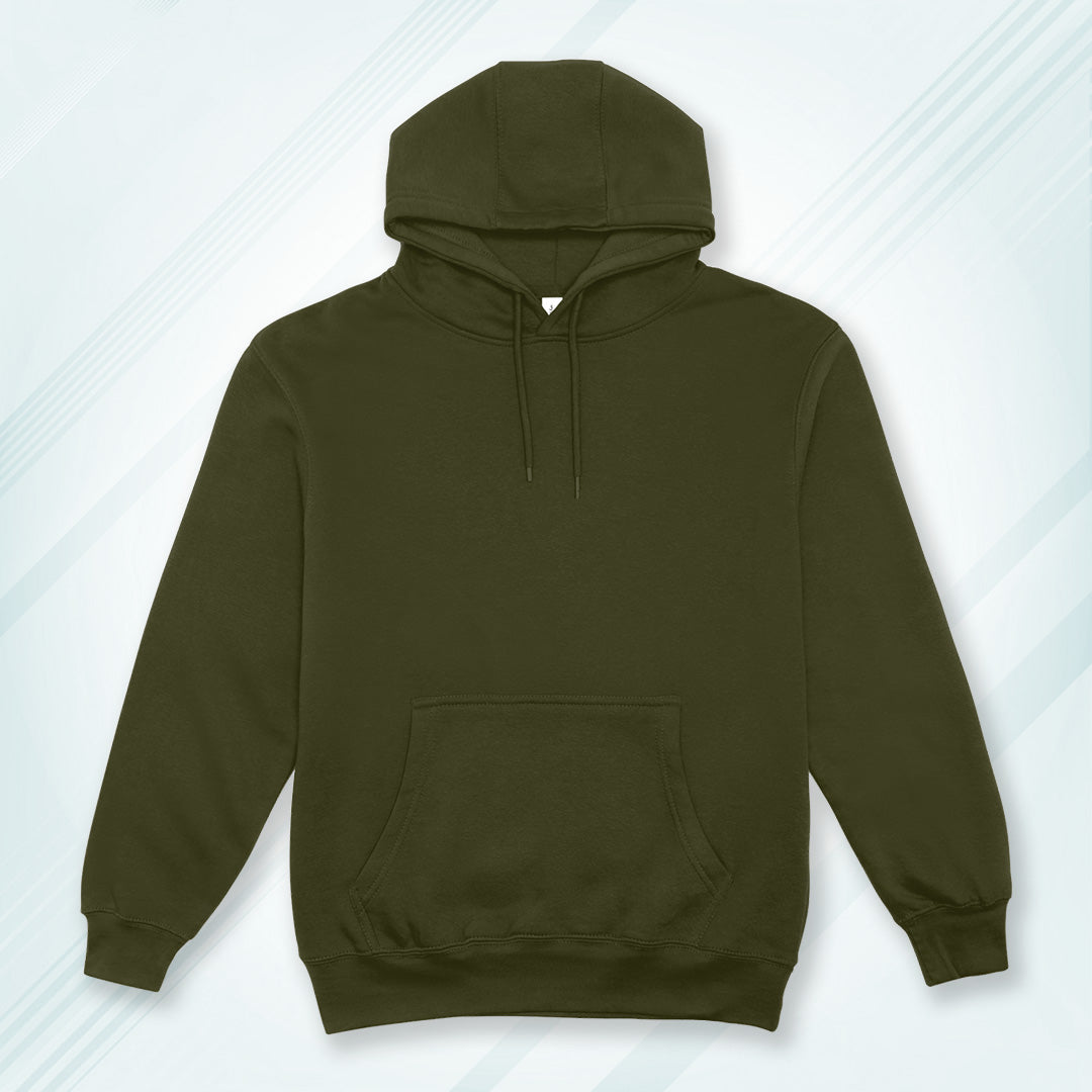 Olive Green Solid Hooded Sweatshirt | Hoodies