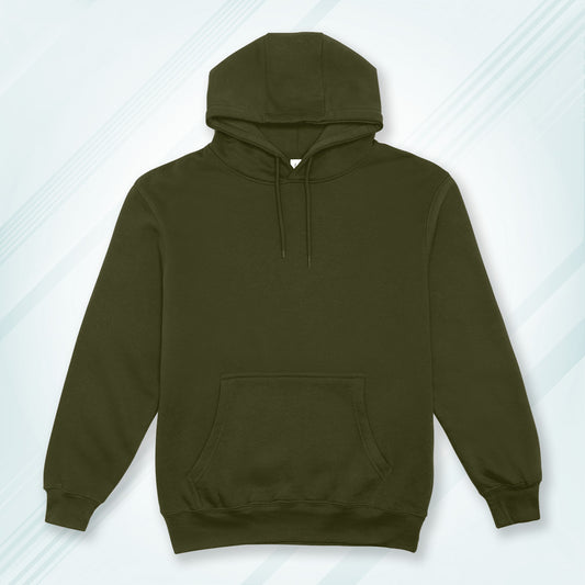 Olive Green Solid Hooded Sweatshirt | Hoodies