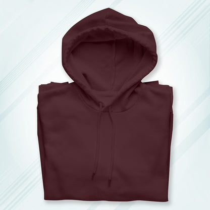 Maroon Blue Solid Hooded Sweatshirt | Hoodies