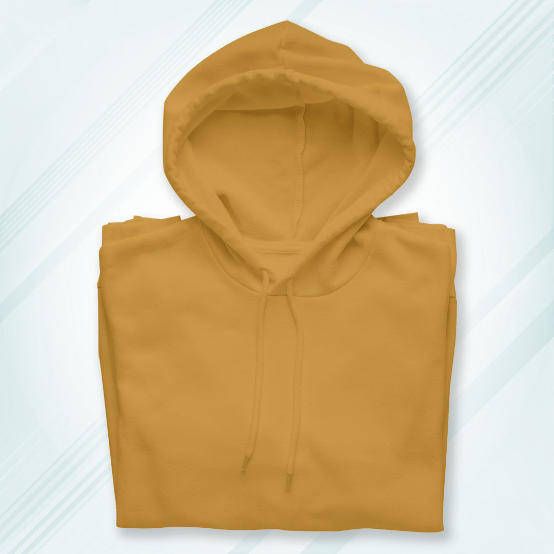 Mustard Yellow Solid Hooded Sweatshirt | Hoodies