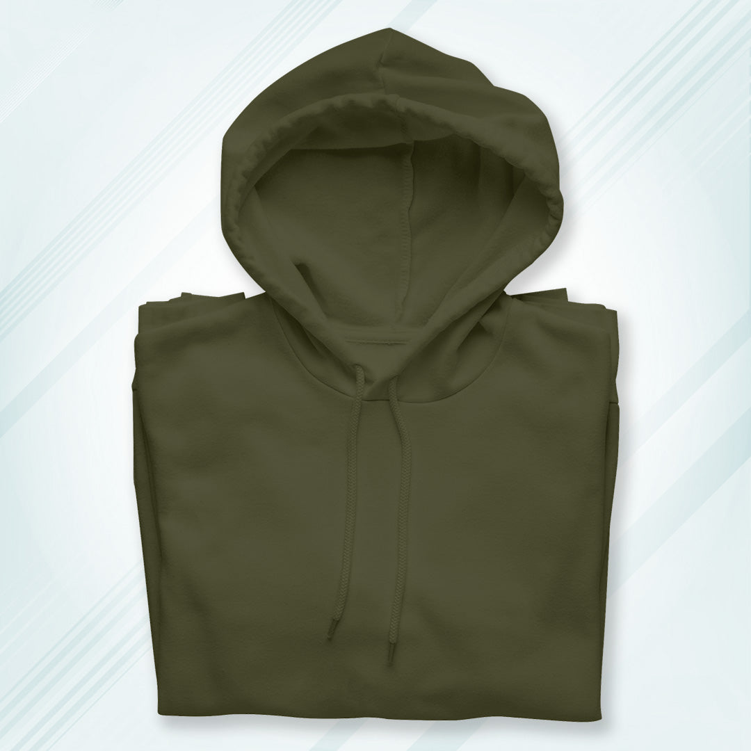 Olive Green Solid Hooded Sweatshirt | Hoodies