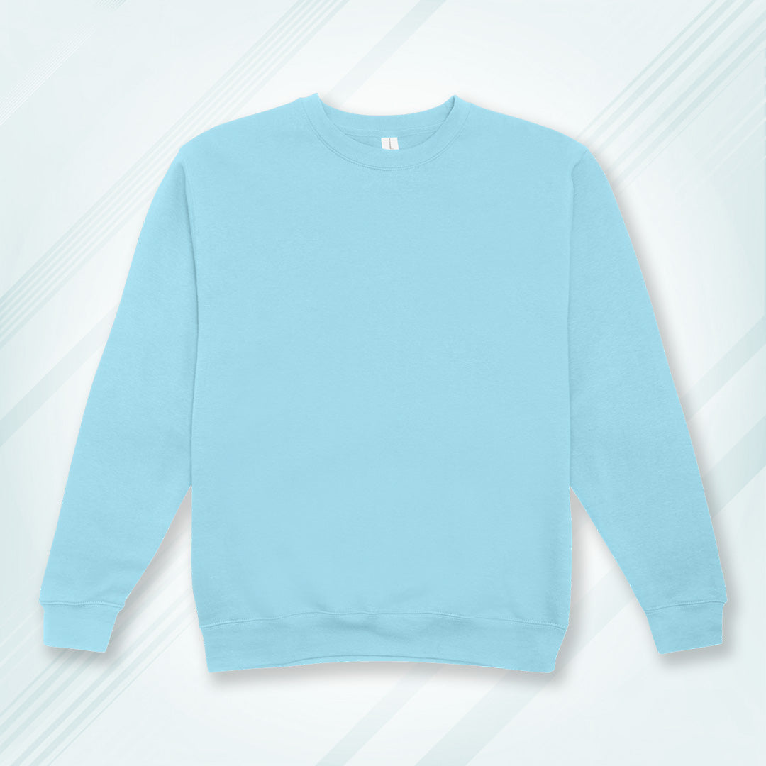 Baby Blue Cotton Solid Sweatshirt for Men & Women