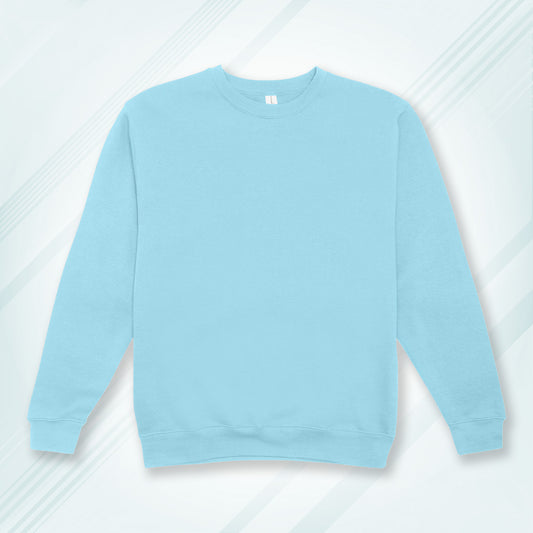 Baby Blue Cotton Solid Sweatshirt for Men & Women