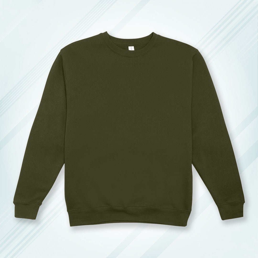 Olive Green Cotton Solid Sweatshirt for Men & Women