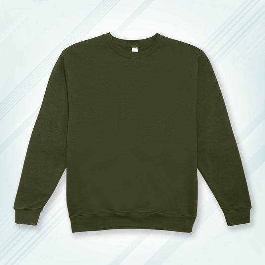 Olive Green Cotton Solid Sweatshirt for Men & Women
