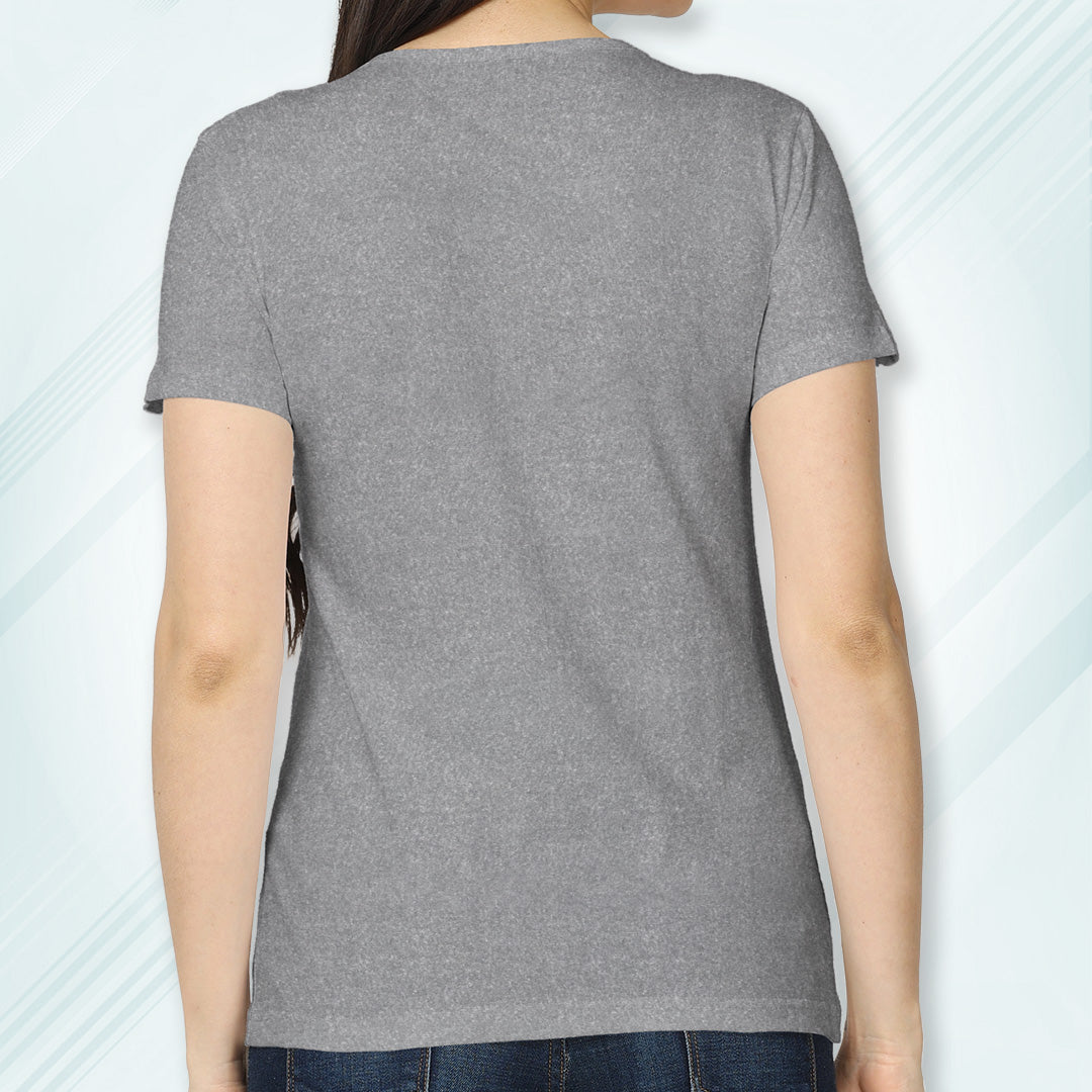 Charcoal Melange Round Neck Classic Solid T-shirt | Women