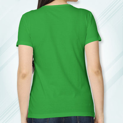 Flag Green Round Neck Classic Solid T-shirt | Women