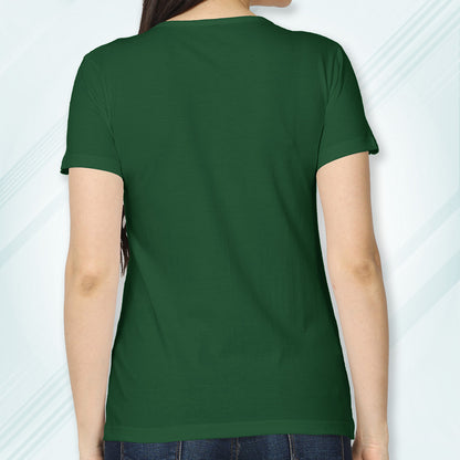 Green Round Neck Classic Solid T-shirt | Women