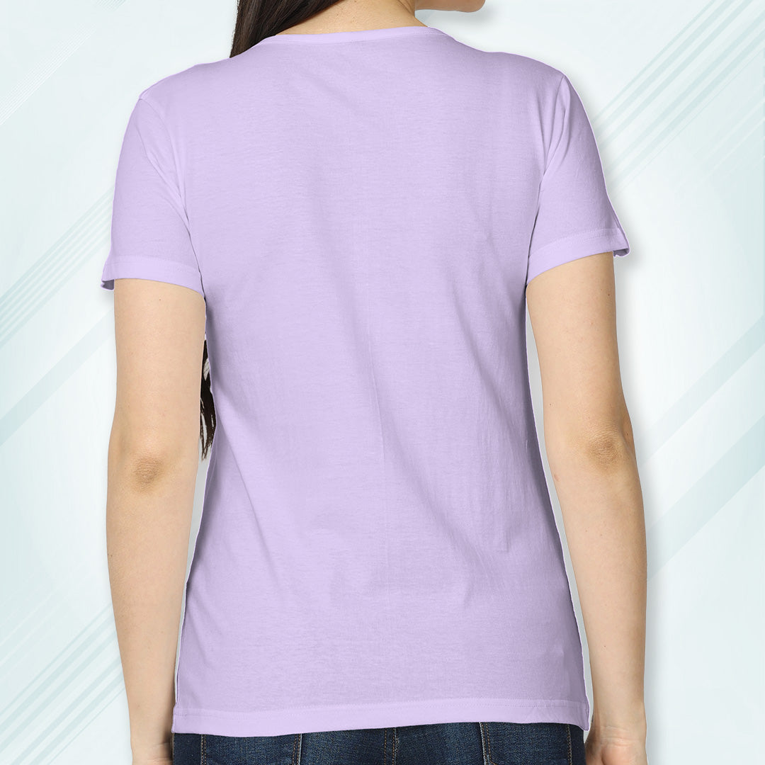 Lavender Round Neck Classic Solid T-shirt | Women