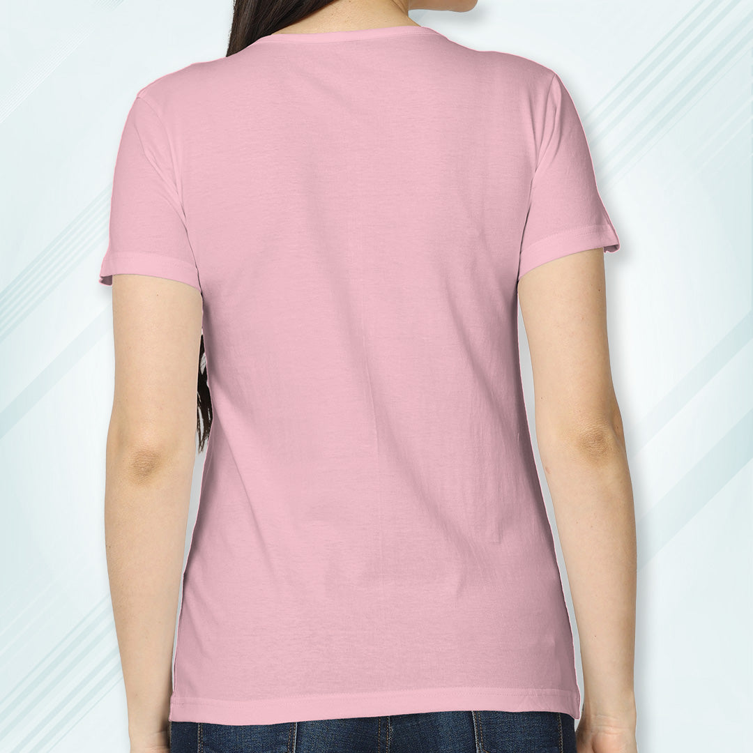 Light Pink Round Neck Classic Solid T-shirt | Women