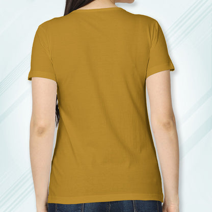 Mustard Yellow Round Neck Classic Solid T-shirt | Women